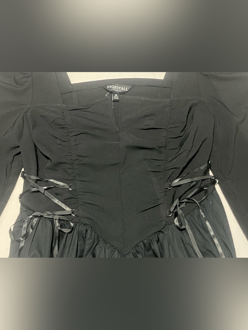 Torrid Nightfall Puff Sleeve Basque Waist Dress Black Size 10 Goth Cottagecore - Picture 5 of 15